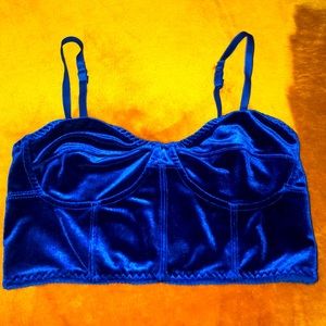 Midnight Blue Velvet Bra Top